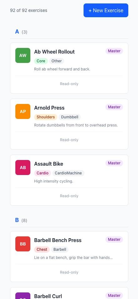 A full exercise library